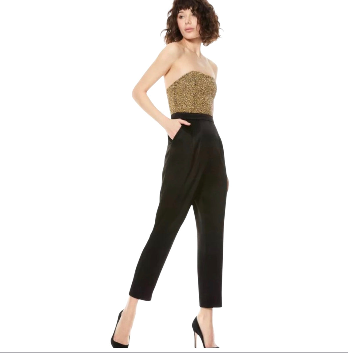ALICE + OLIVIA Jeri
Embellished Jumpsuit Gold and Black size 8