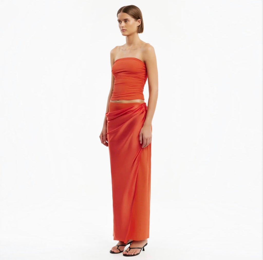 Significant Other Brianna Persimmon Satin Maxi Skirt Orange Size 4