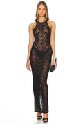 Miscreants London Tanya Lace Maci Dress in Black $495