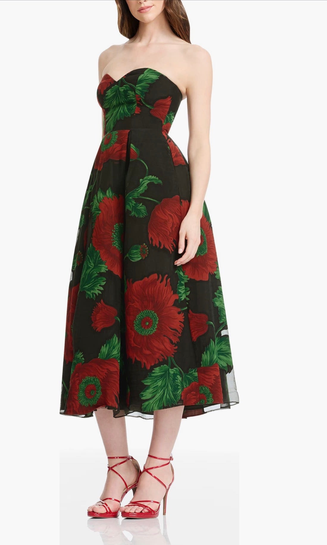 Dress the Population Maisy Strapless Fit & Flare
Cocktail Midi Dress
Color: Black Multi $448 Sz Small