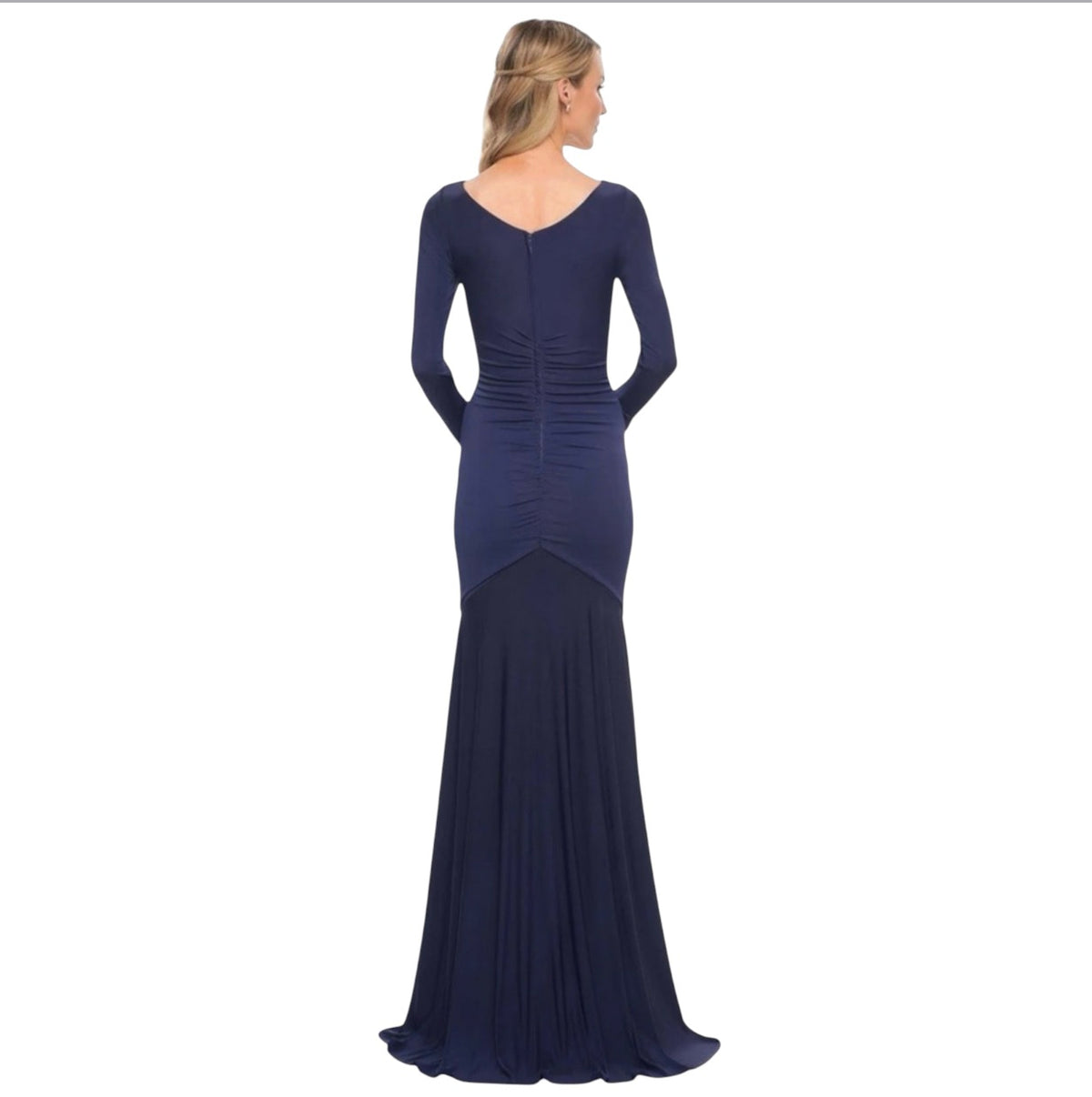 La Femme 30010 Ruched Jersey Long Sleeve Gown Dress Navy Sz
14