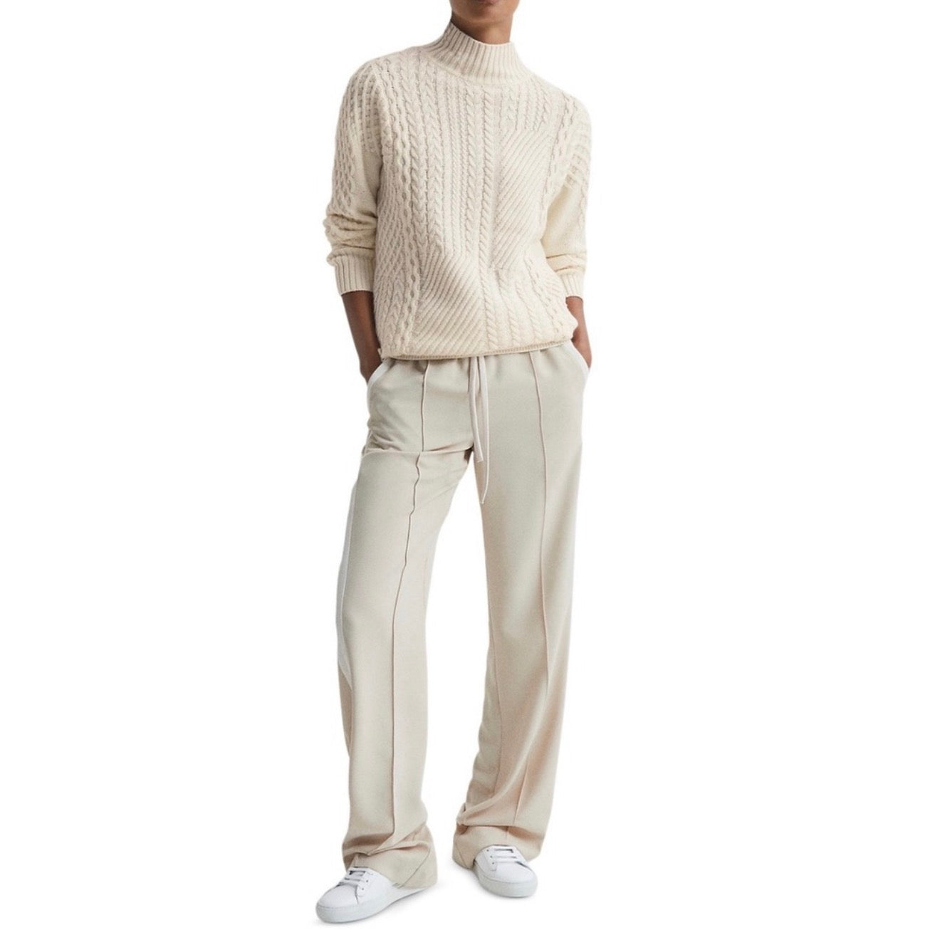 REISS Martha Roll Neck Cable Knit
Sweater in Cream Sz XS