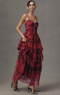 HUTCH Madelina Pleated Tulle Tiered Maxi Dress Sz 2