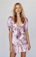 LOVESHACKFANCY Gabriella Mini Dress in Palm Beach Pink Sz Medium $495