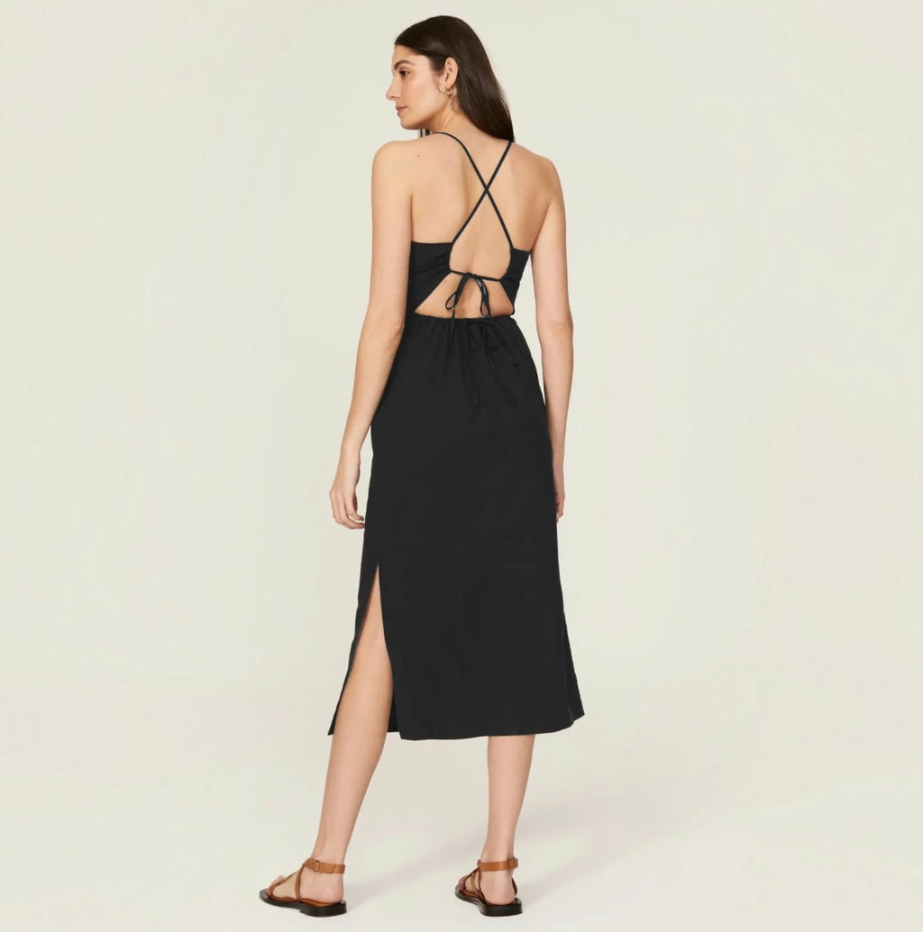 SAMSØE SAMSØE Holly Black Cutout Open Back Midi Dress XL