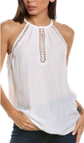 Ramy Brook Cerise Embellished Top in Ivory Sz Medium $325