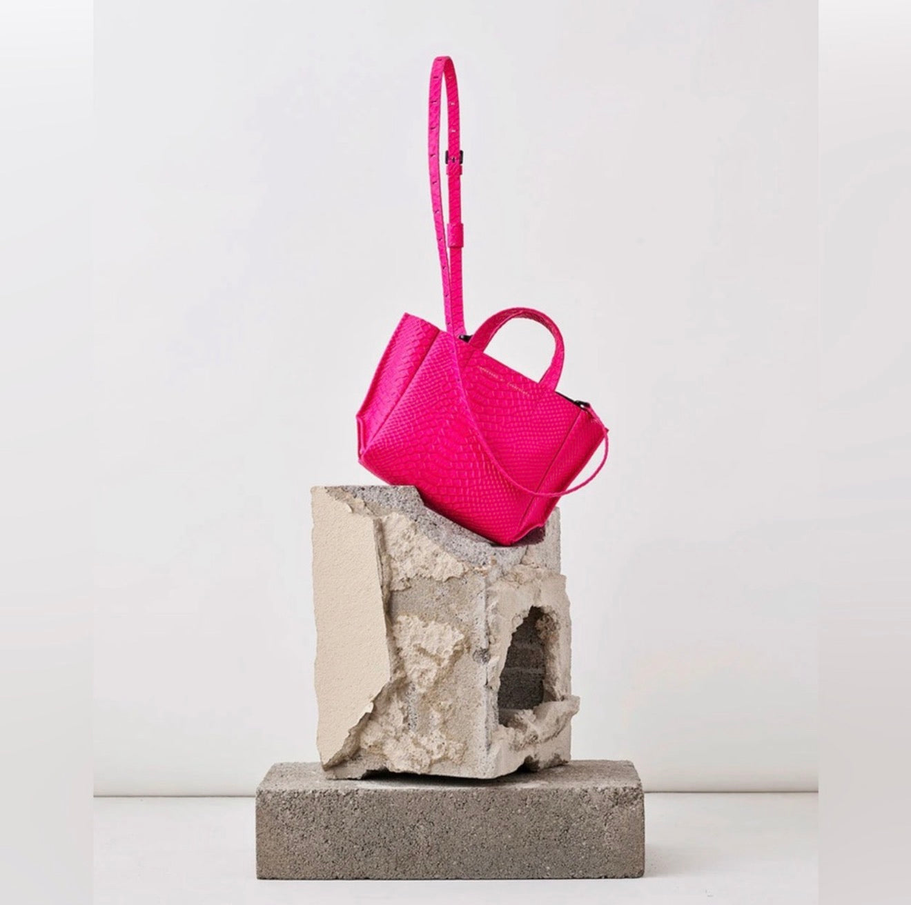 Ampersand As Apostrophe Neon Pink Python Micro Tote Leather $473