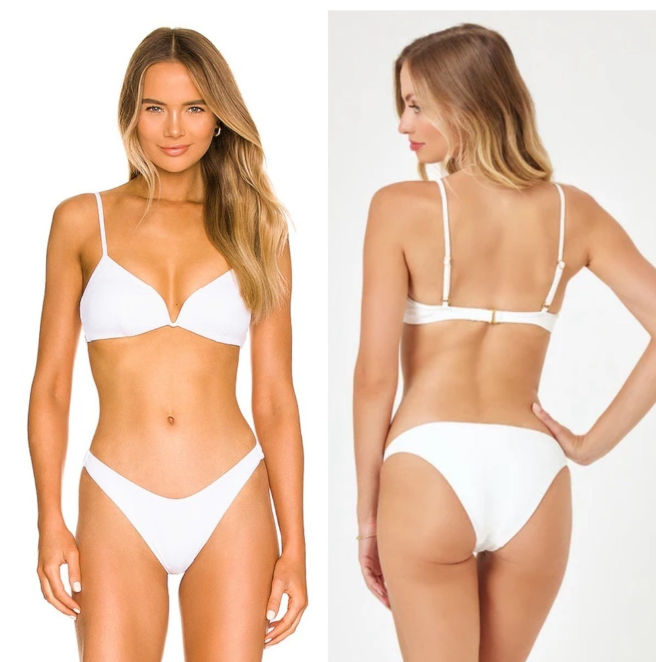 L*SPACE Helena Ribbed Bikini Top White Sz Medium $99