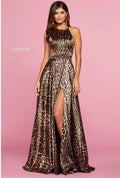 Sherri Hill 53301 Animal Print Satin Halter Gown NWT Size 4 High Slit
$498