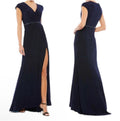 Mac Duggal 67850 Navy Beaded Waist Cap Sleeve Dress Gown Sz 10 $398