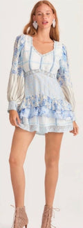 LoveShackFancy Sienne Ocean Spray Mist Silk Mini Dress Size 4 $495