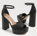 Sam Edelman NATTIE PLATFORM HEEL SANDAL Black Sz 9 $160