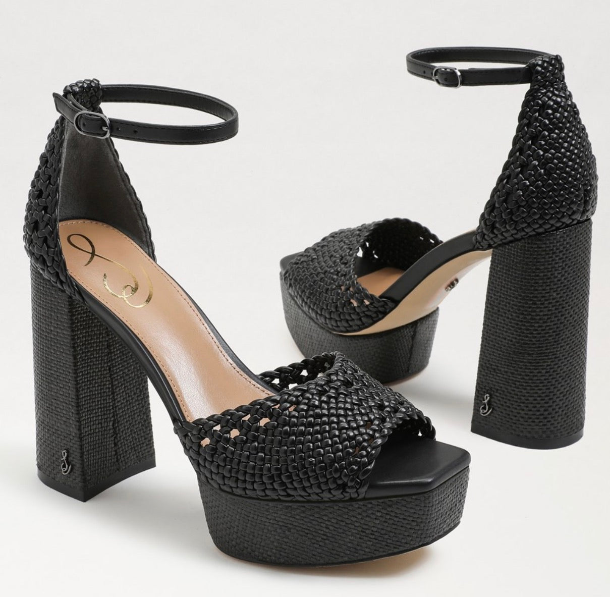 Sam Edelman NATTIE PLATFORM HEEL SANDAL Black Sz 9 $160