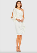 Ieena Mac Duggal 55336
Satin One Sleeve Ruched Cocktail Dress White  $338