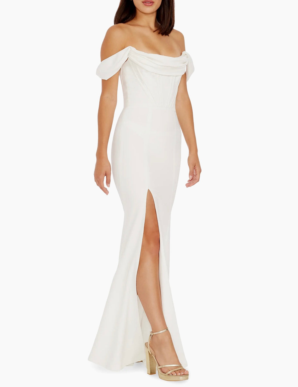 Dress The Population Melania Bustier Mermaid Gown White Size Small $248