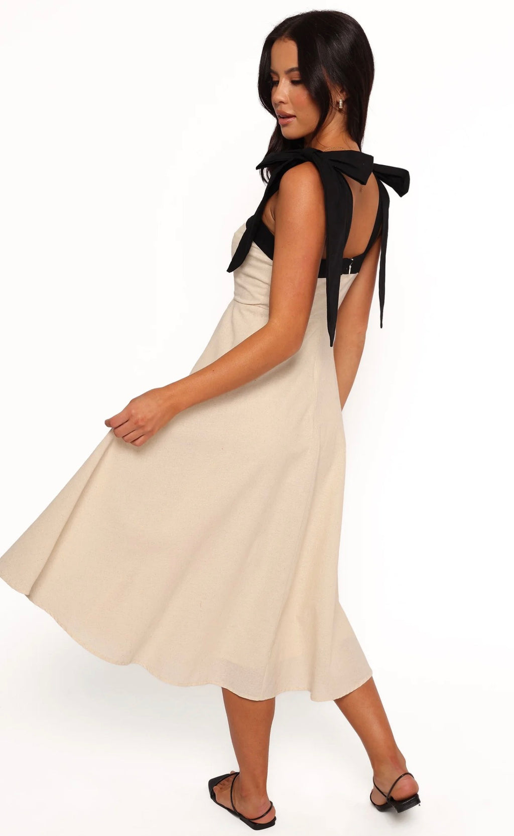 Petal & Pup Olinda Midi Dress Oatmeal Black Size Small NWT