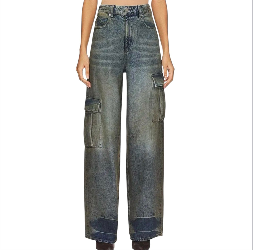 RtA Women's Wide Leg Cargo Jeans Sz 24