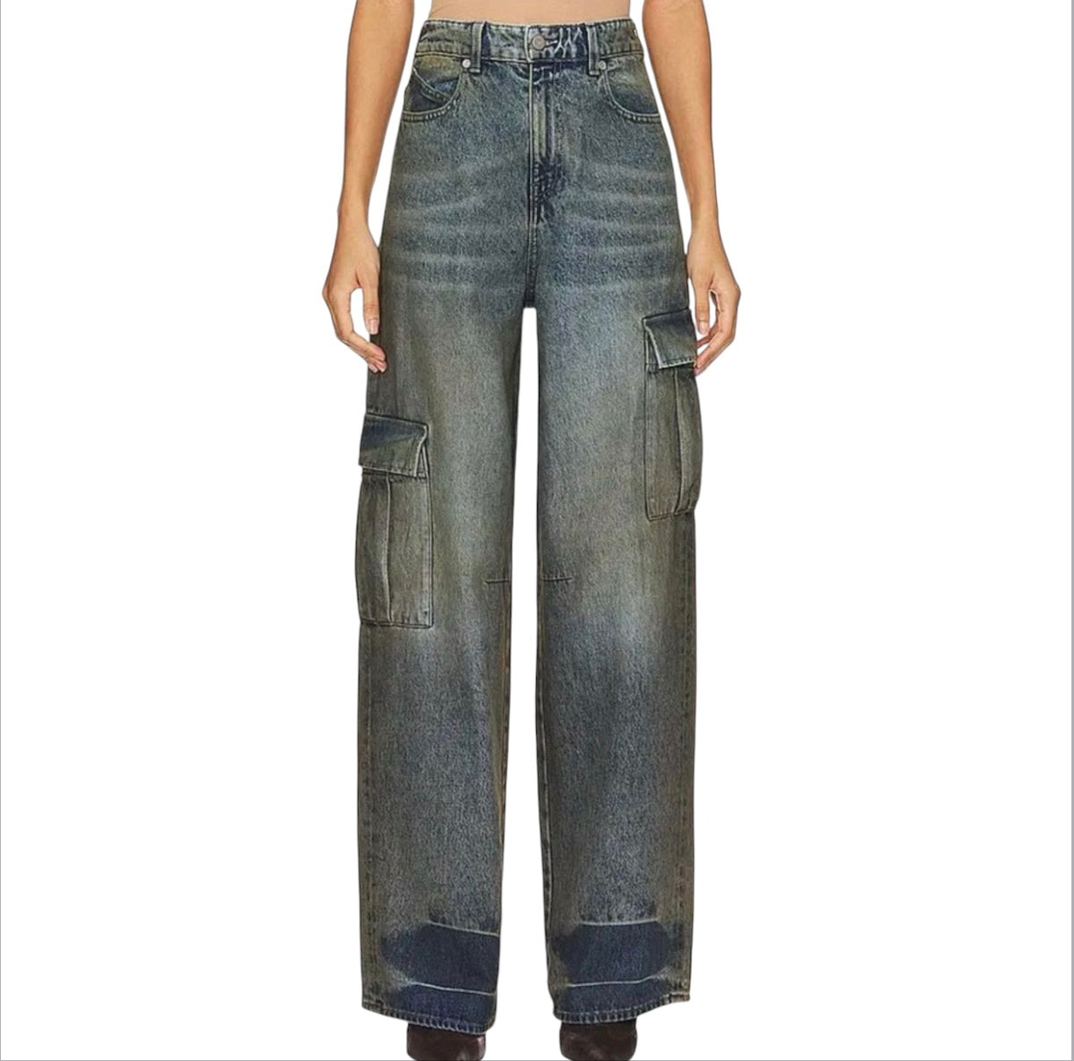 RtA Women's Wide Leg Cargo Jeans Sz 24
