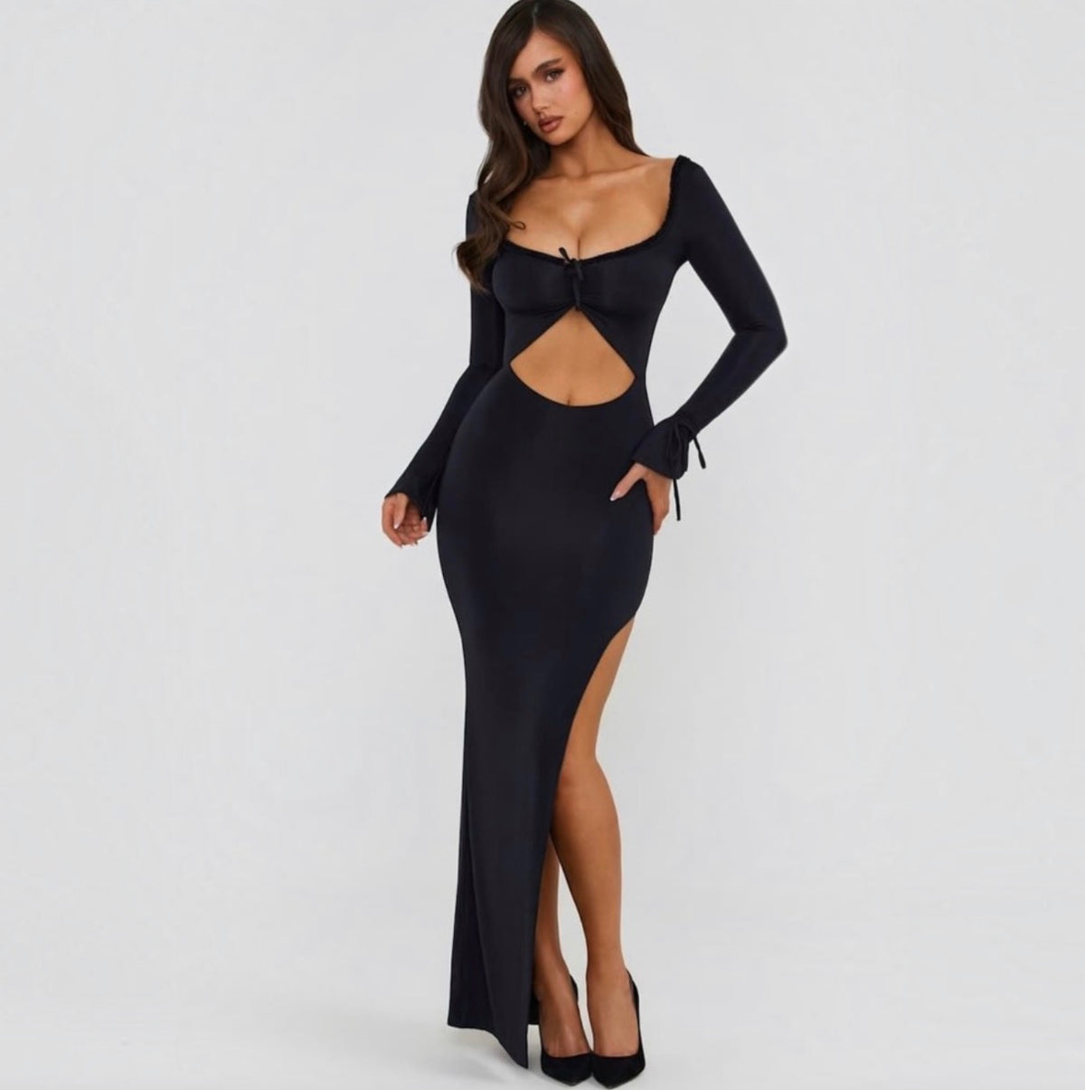 Oh Polly Matilda Ruffle-Trim Cut-Out Maxi Dress Size US 0