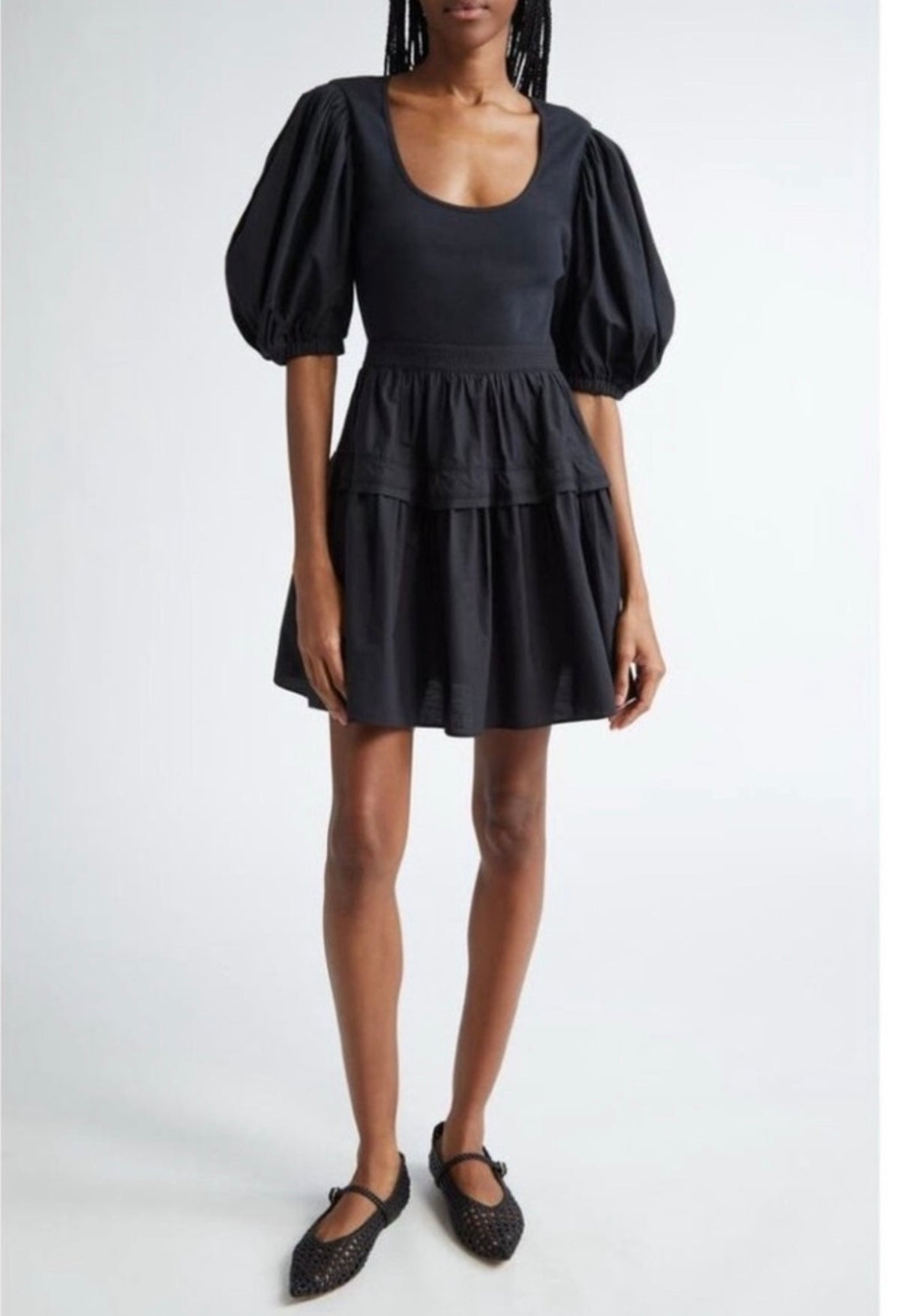 Ulla Johnson Tilda Mixed Media Minidress in Black Sz Medium