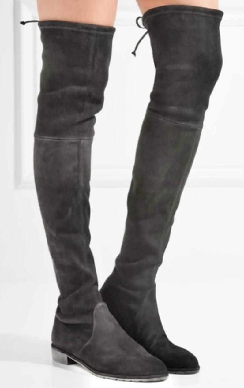 Stuart Weitzman Lowland Flat Stretch Suede Over The Knee Boots Sz 8 $950