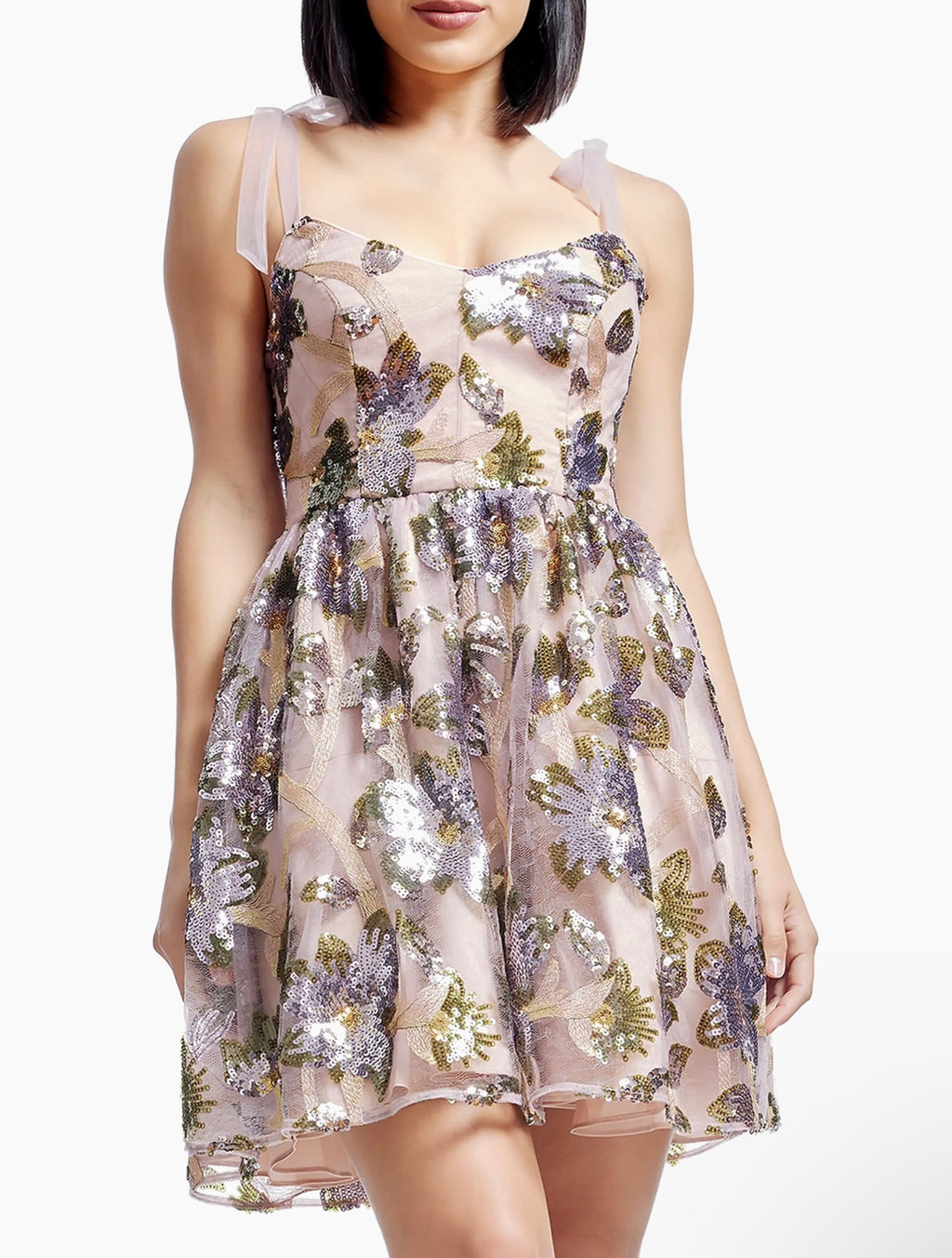 Dress The Population
Kaitrin Sequin Fit & Flare Minidress Sz Small $348 Lilac Multi