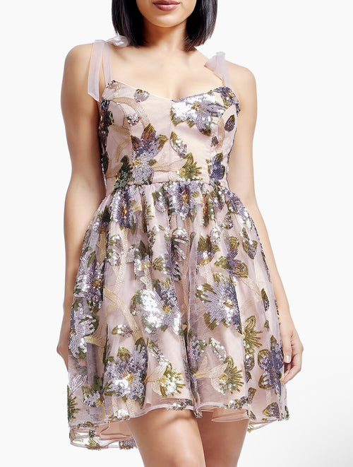 Dress The Population
Kaitrin Sequin Fit & Flare Minidress Sz Small $348 Lilac Multi