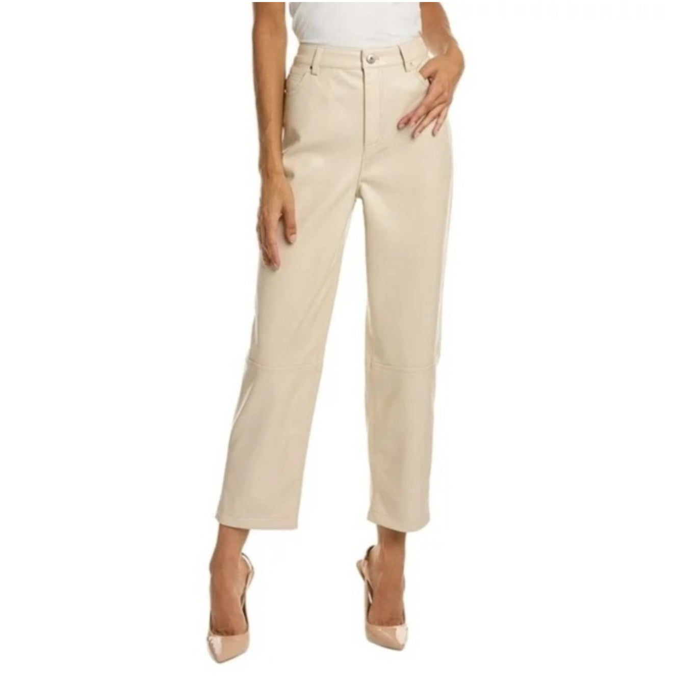 Ted Baker London Plaider Faux Leather Panel Crop Trousers TED Sz 1 US Sz 2/4 $225