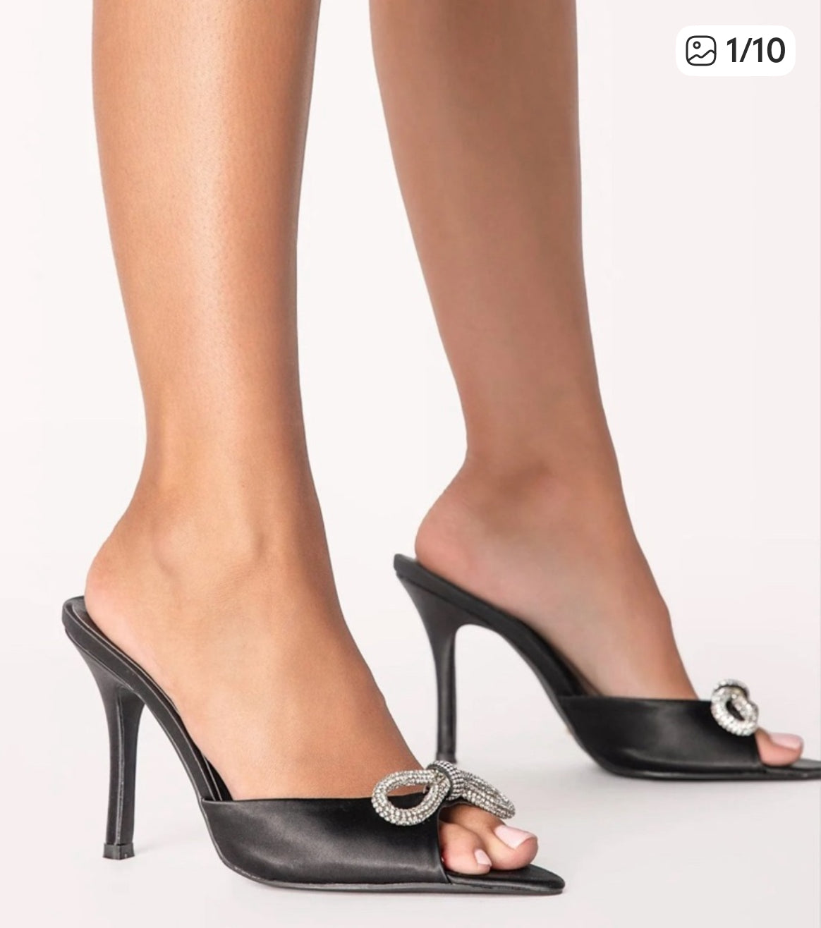 Billini Leilah Bow Heel in Black Satin Sz 7  $80