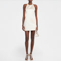 A.L.C. Sophia Satin Halter Mini Dress Off White Size 4