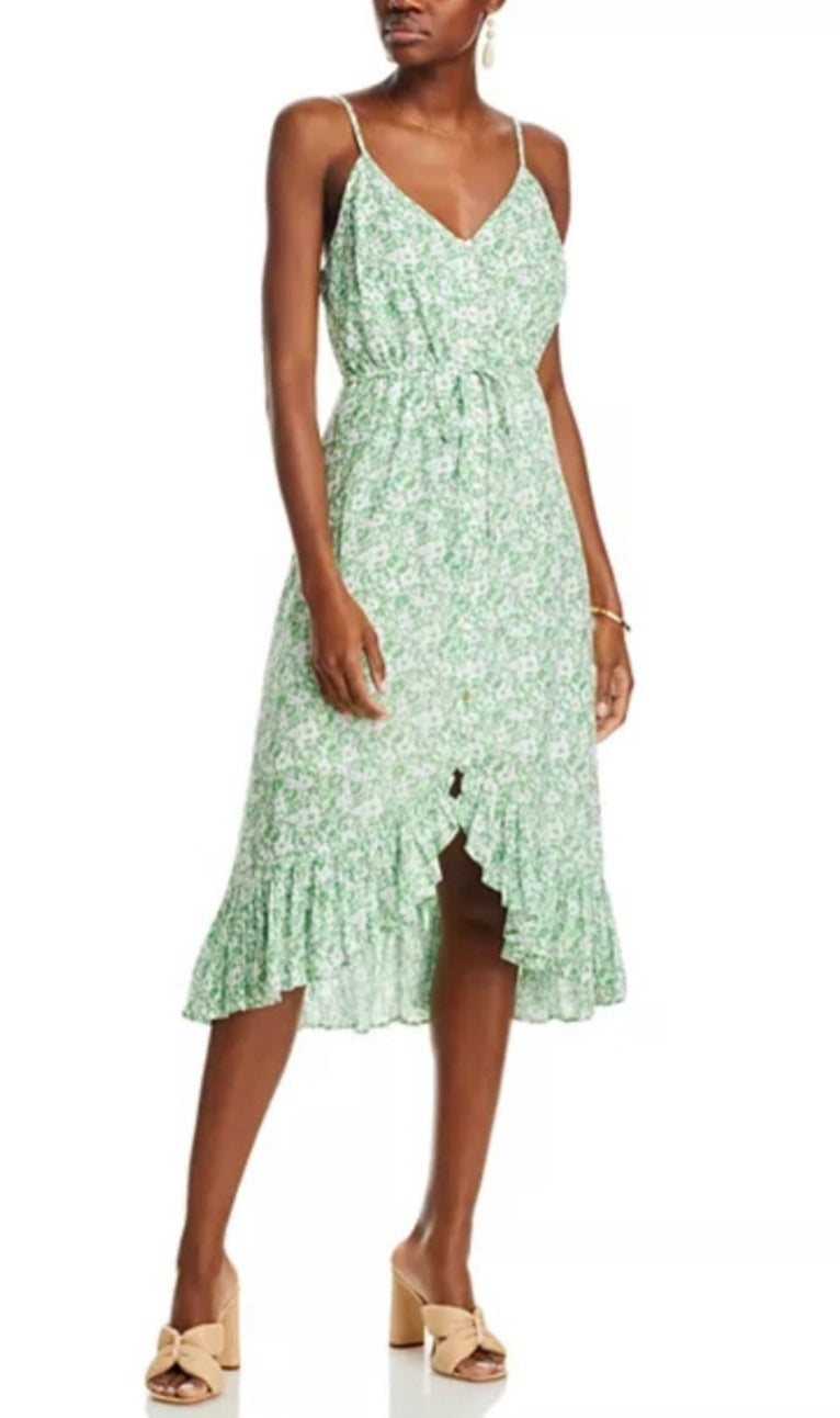 Rails Frida Sleeveless V Neck Linen Midi Dress Green White Sz
Small $229