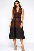 Kay Unger Sleeveless Ombré Bronze Midi Dress – Size 6 $348