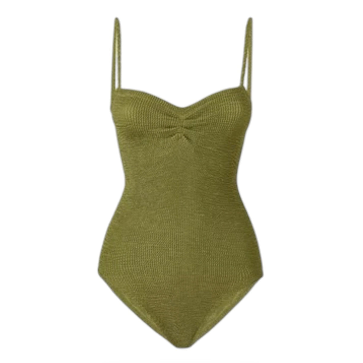 HUNZA G Venus Metallic Moss One-Piece Swimsuit One Size