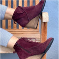 Diba Blake Suede Bootie Burgundy Lace Up Ankle Boot Wedges Sz 7 $110