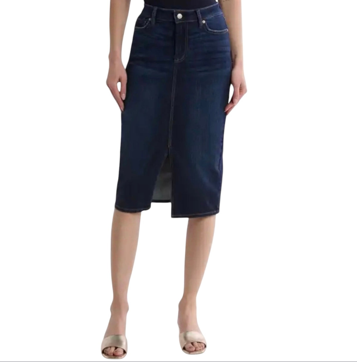 7 For All Mankind Easy Pencil Denim Skirt Dark Indigo Sz 31