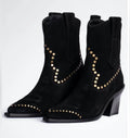 Zadig & Voltaire Cara Studded Suede Cowboy Boots Black 
Size: EU 40 / US 9