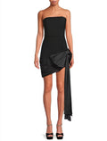 Hutch Sloane Strapless Asymmetric Bow Mini Dress Black Size 10 $297