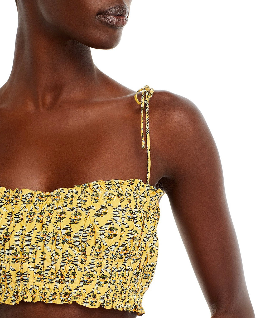 RHODE Pari Cropped Bandeau Top in Jawahat Garden Golden Mini Sz 4 $195