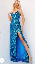 Jovani 08459 Sequin Embellished High Slit Gown
Size 0 | Royal Blue $680