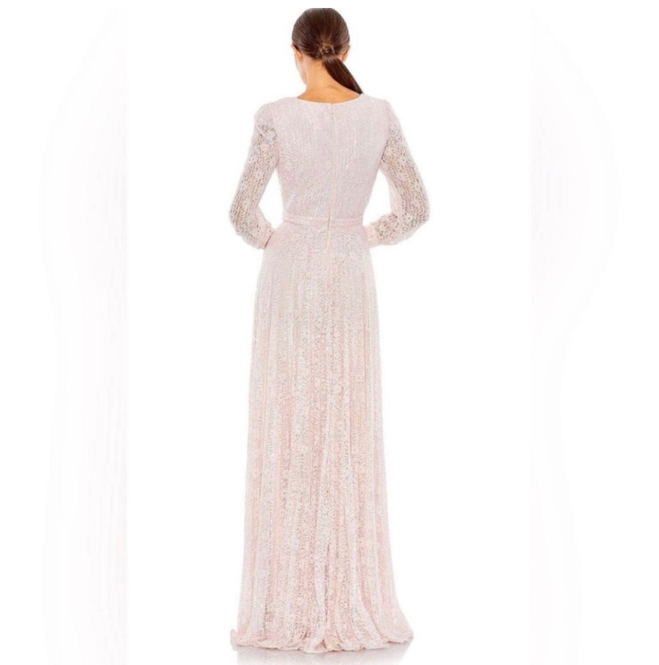 Mac Duggal 93679D BeadedLace Long Sleeve Wrap Over Gown Sz
20