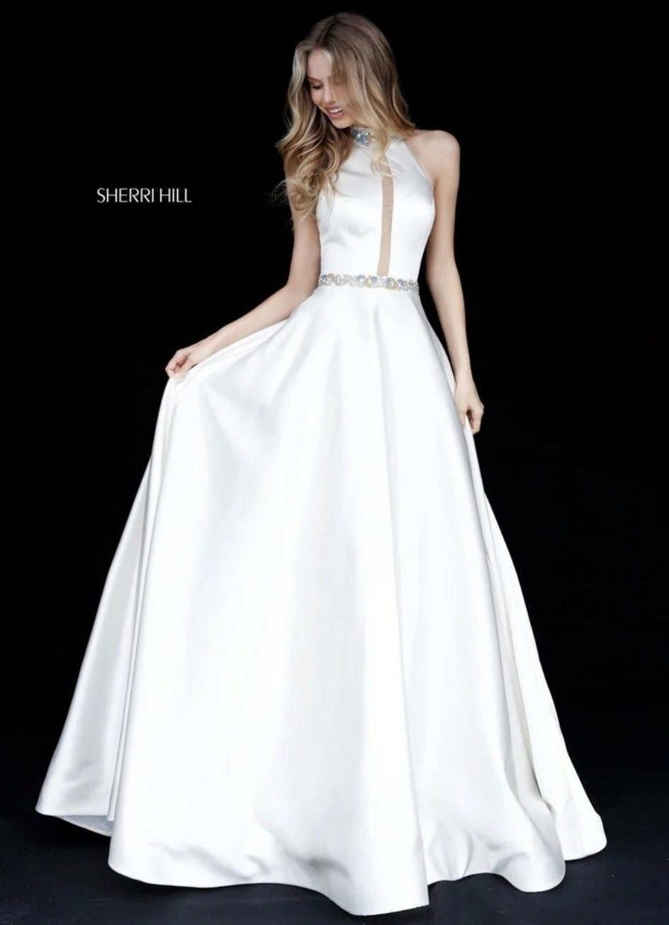 Sherri Hill 51589 Ivory Beaded Halter Ball Gown Pink Crystal
Detail Size 6 $598