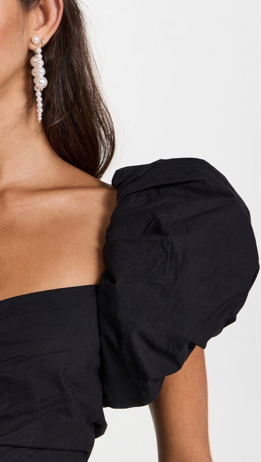 RHODE Tessa Dress Midi Puff Sleeve Midi Dress in Black $475