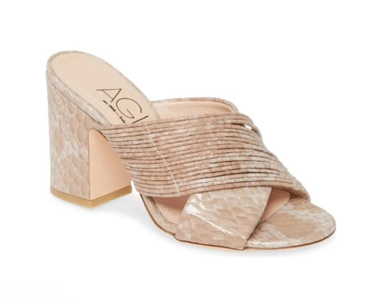 AGL ATTILIO GIUSTI LEOMBRUNI SNAKE EMBOSSED SANDAL NUDE
UK SIZE 38 $405