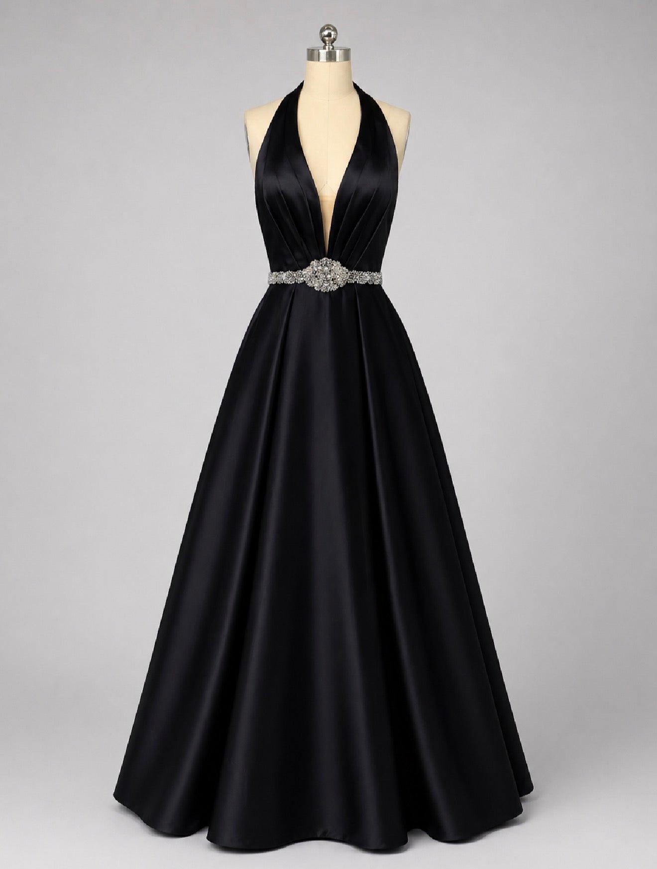 Sherri Hill 51588 Black Halter Ball Gown Beaded Waist Dress Size 4
$598