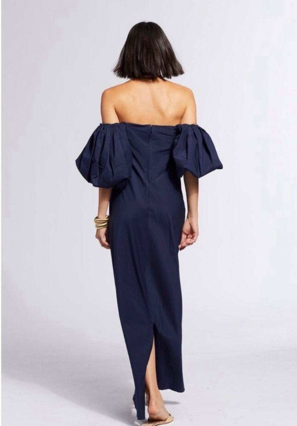 Caroline Constas Reyna Off the Shoulder Maxi Dress Navy XXS
