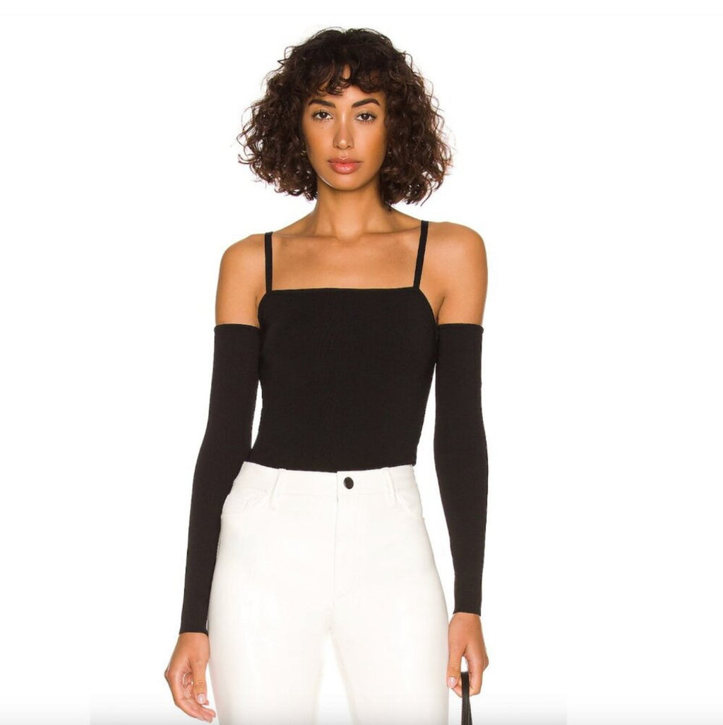 Alice + Olivia EVIA TANK WITH ARM WARMERS Black XS $330