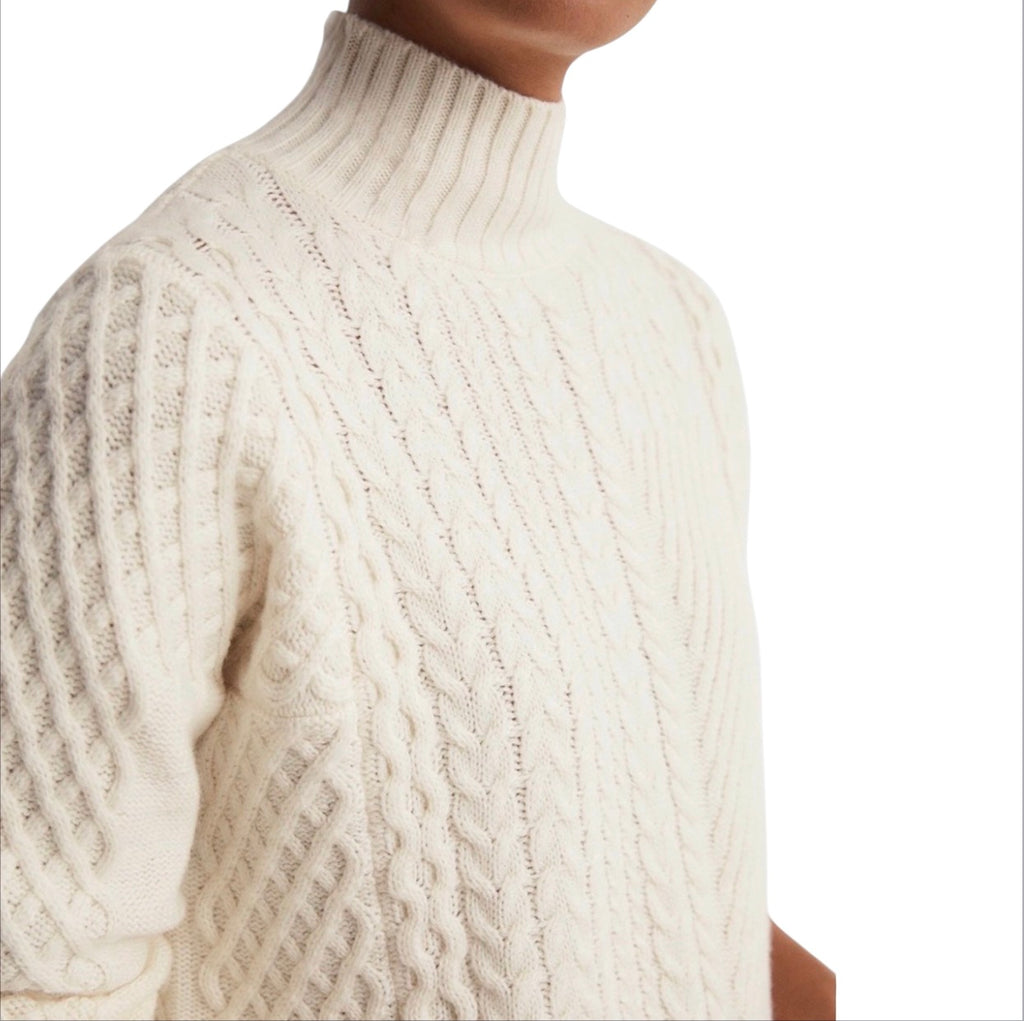 REISS Martha Roll Neck Cable Knit
Sweater in Cream Sz XS
