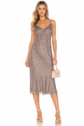 Gold Hawk Chloe Silk Printed
Dress TAUPE STAINED GLASS PRINT TAUPE Sz Small $299