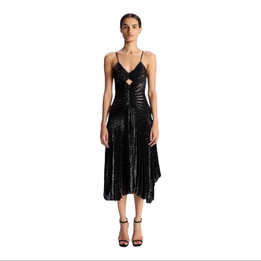 A.L.C. Lou Sequined Keyhole Midi-Dress Black Sz 6