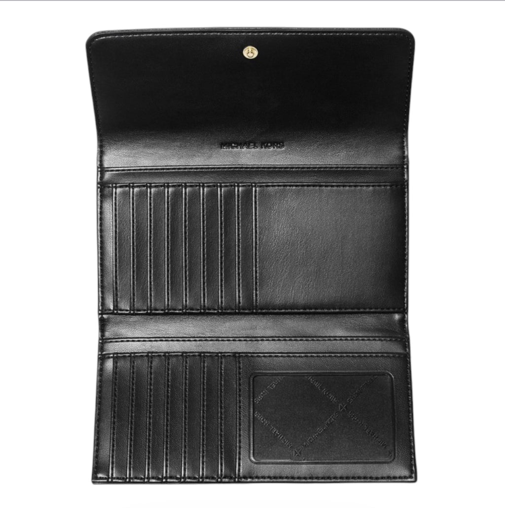 Michael Kors Jet Set Travel Large Quilted Tri-Fold Wallet in Black